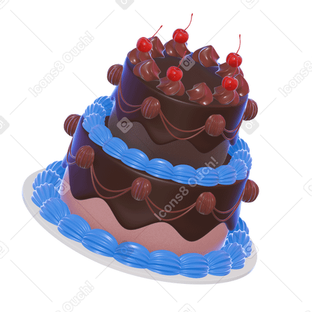 3D large birthday cake PNG, SVG