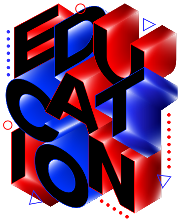 lettering education in 3d style with decoration text PNG, SVG