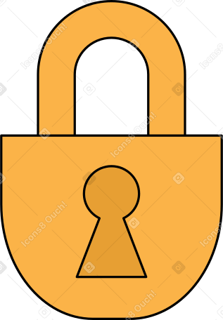 yellow padlock closed Illustration in PNG, SVG