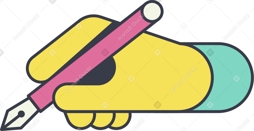 hand with pen Illustration in PNG, SVG