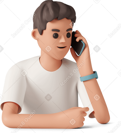 3D man talking on the phone Illustration in PNG, SVG