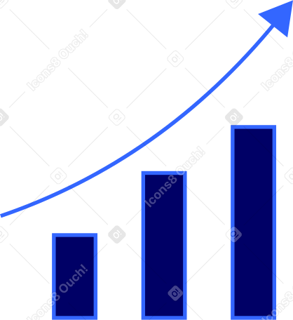charts and growth arrow Illustration in PNG, SVG