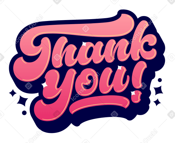 lettering thank you! gradient calligraphic Illustration in PNG, SVG