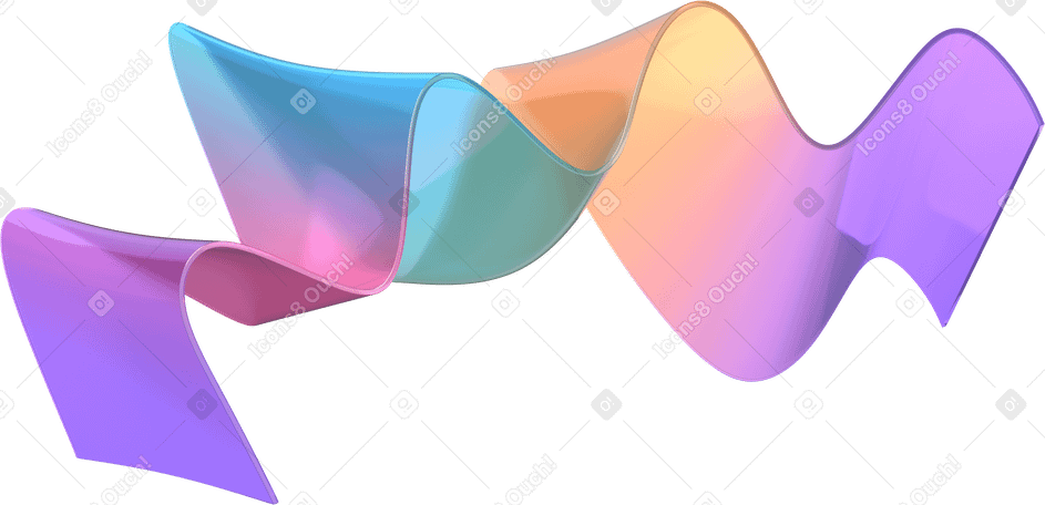 3D long wavy gradient ribbon  PNG, SVG