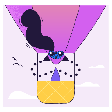 Woman with binoculars in hot air balloon PNG, SVG