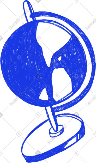 Blue globe sketch PNG, SVG