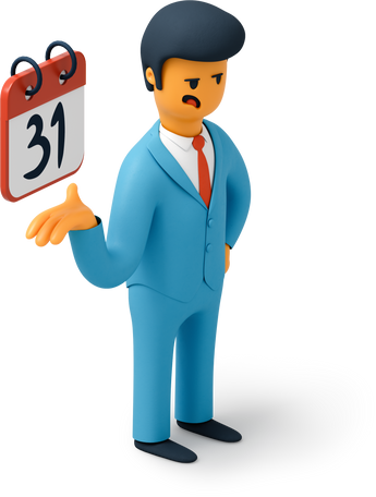 Man in suit pointing at calendar Illustration in PNG, SVG