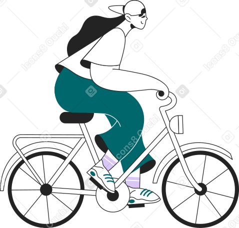girl on a bike Illustration in PNG, SVG