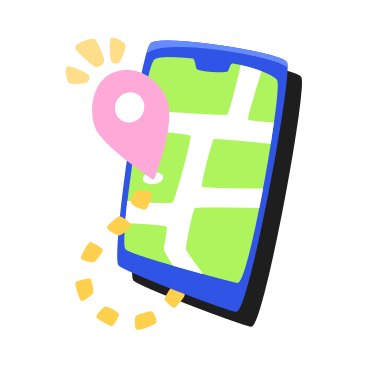 Phone with the location icon on the map and route to it PNG, SVG