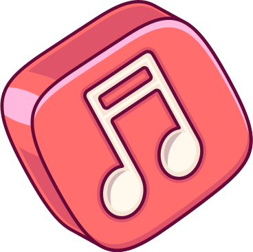red button with music note PNG, SVG