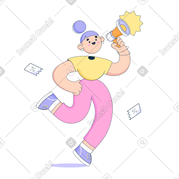 女人用扩音器宣布 PNG, SVG