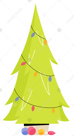 带花环的圣诞树动态插图，格式有GIF、Lottie (JSON)、AE