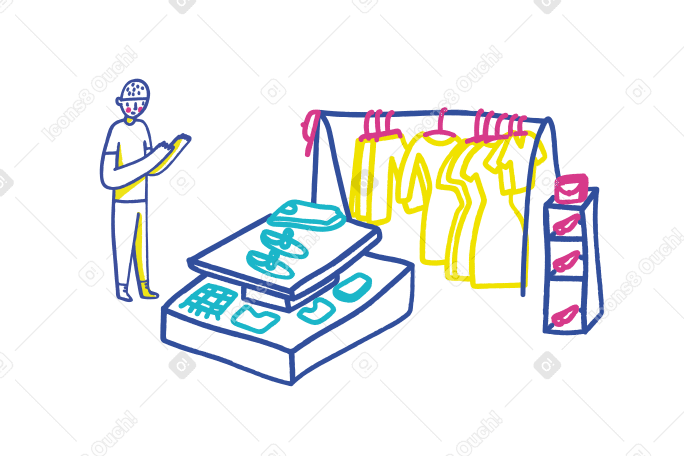Man shopping for clothes in a store PNG, SVG