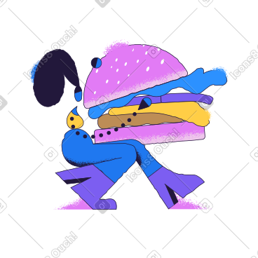 Woman holding a giant burger PNG, SVG