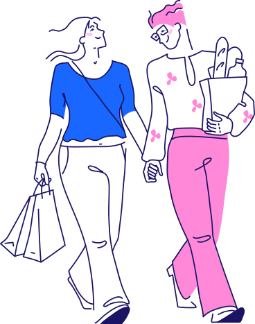 Two female friends with shopping bags PNG, SVG