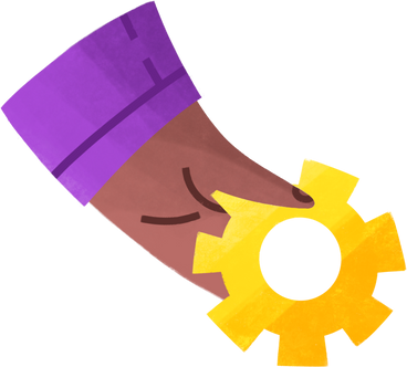hand holding a yellow gear PNG, SVG