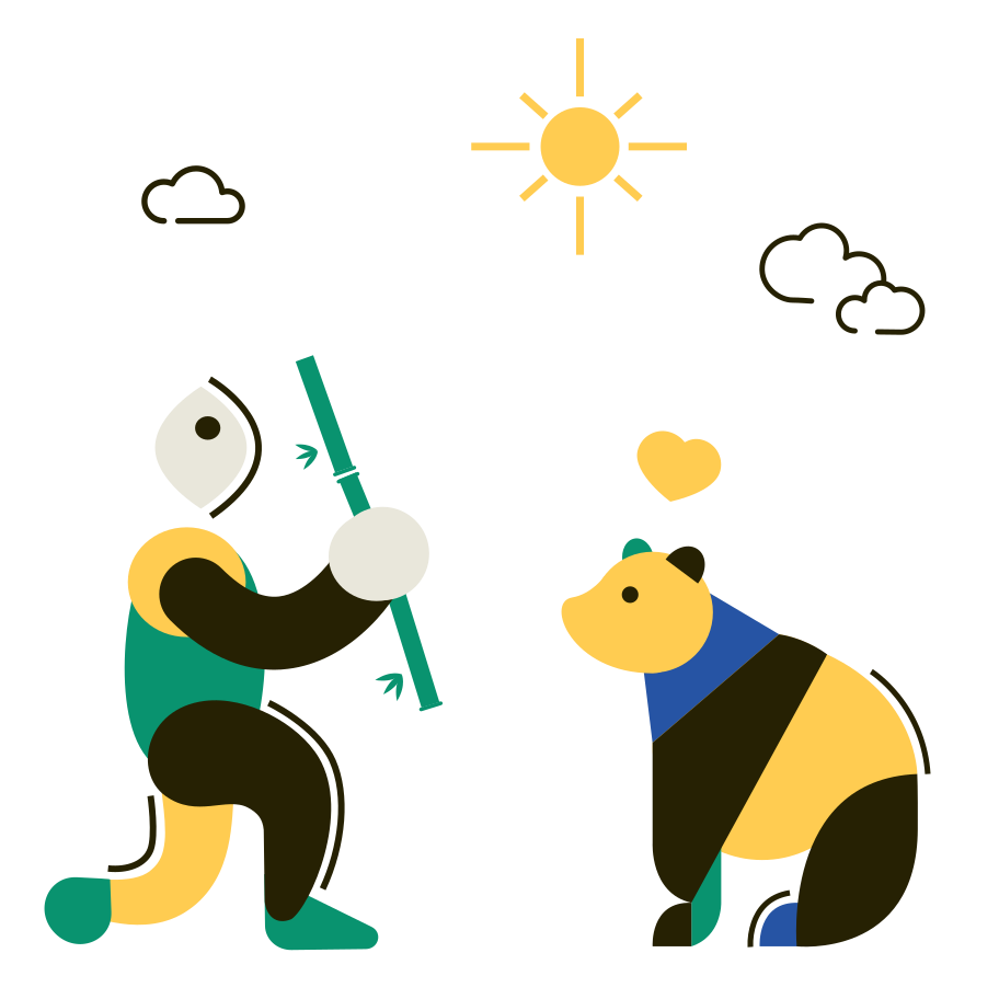パンダと竹 のpngとsvgでのイラスト