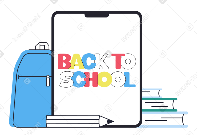Letras de regreso a la escuela con útiles escolares PNG, SVG