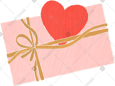 Pink box with a heart-shaped card PNG, SVG