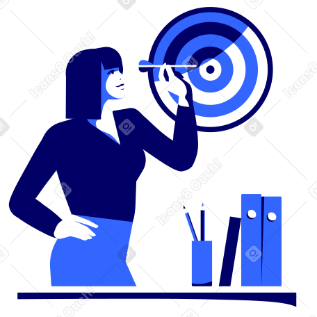 Woman aims a dart at a target PNG, SVG