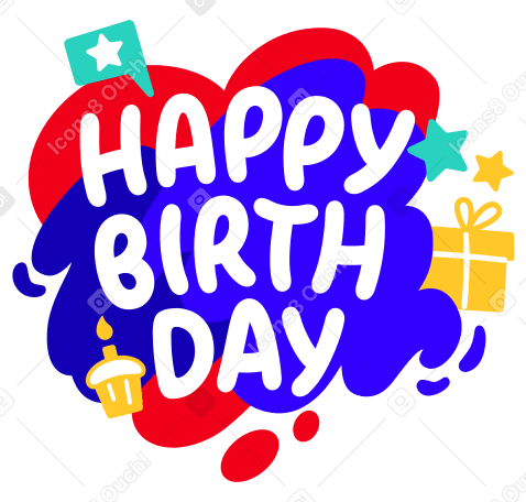 Happy Birthday lettering Illustration in PNG, SVG