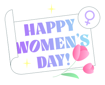 女性の記号と花を持つテキスト幸せな女性の日 PNG、SVG