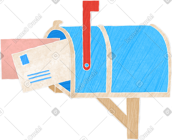 blue mailbox with letters PNG, SVG