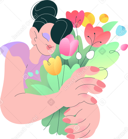 woman with flowers PNG, SVG