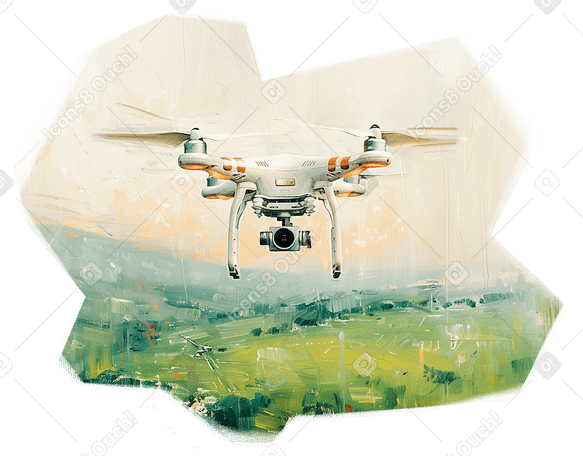 Pintura al óleo de tecnología de drones en agricultura PNG, SVG