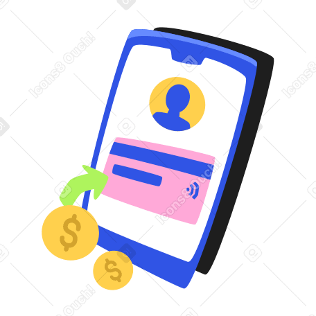 Top up the card account on the phone with dollars PNG, SVG
