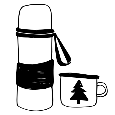 Thermos and a cup for camping and hiking PNG, SVG