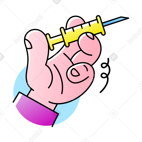 Hand with syringe Illustration in PNG, SVG