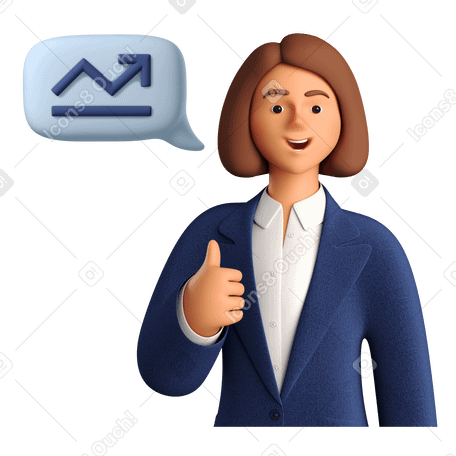 3D Businesswoman is satisfied with business statistics Illustration in PNG, SVG
