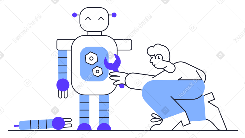 Making a robot Illustration in PNG, SVG