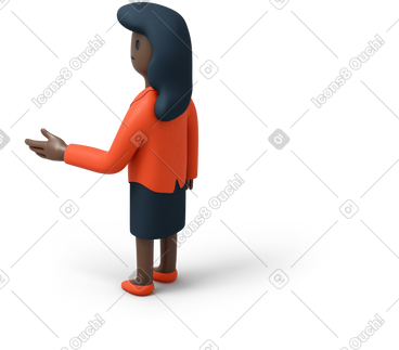 Back view of black woman holding out her hand and looking left PNG, SVG