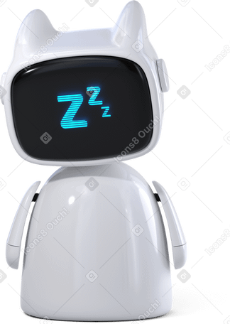 3D robot assistant sleeping PNG, SVG