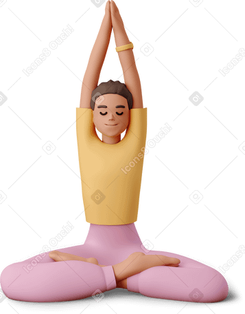 3D young woman does yoga в PNG, SVG