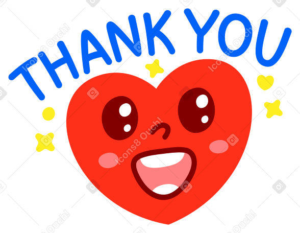 lettering sticker thank you heart yellow red text animated illustration in GIF, Lottie (JSON), AE