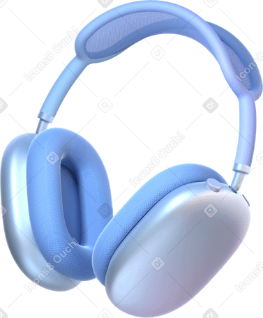 3D 青いヘッドフォン PNG、SVG