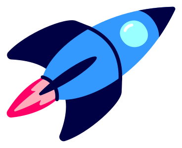 Ilustración animada de cohete volador en GIF, Lottie (JSON), AE