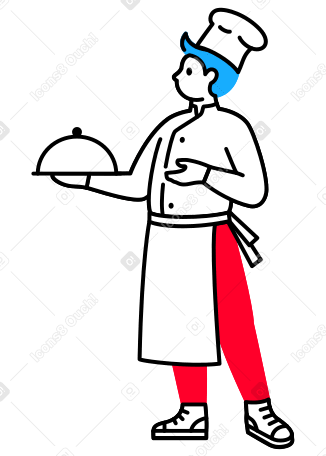 요리사가 요리를 제공 PNG, SVG
