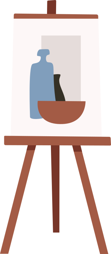 easel with still life PNG, SVG