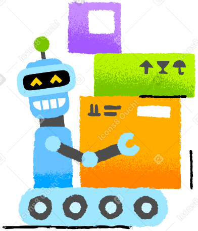 Autonomous smiling robot delivering packages PNG, SVG