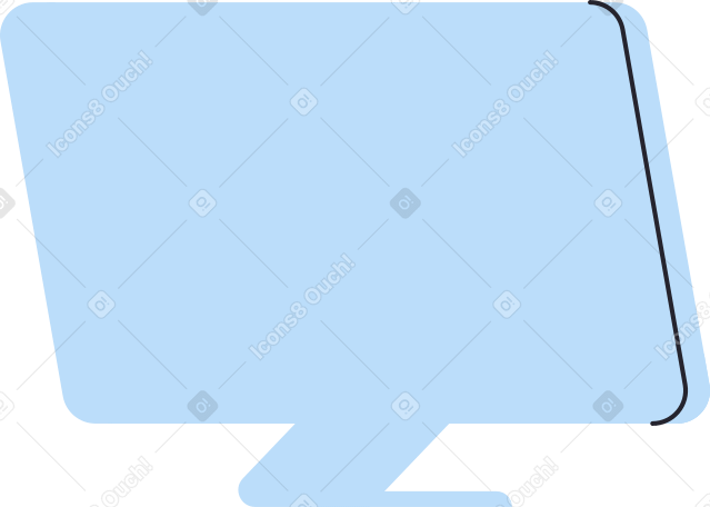 light blue monitor from back Illustration in PNG, SVG