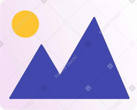 photo with lilac background and blue mountains Illustration in PNG, SVG