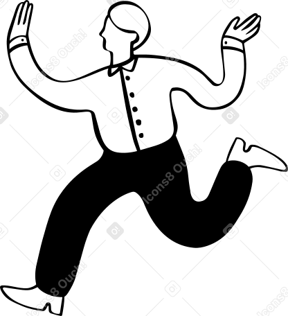 Мужчина поднимает ногу и руки в PNG, SVG