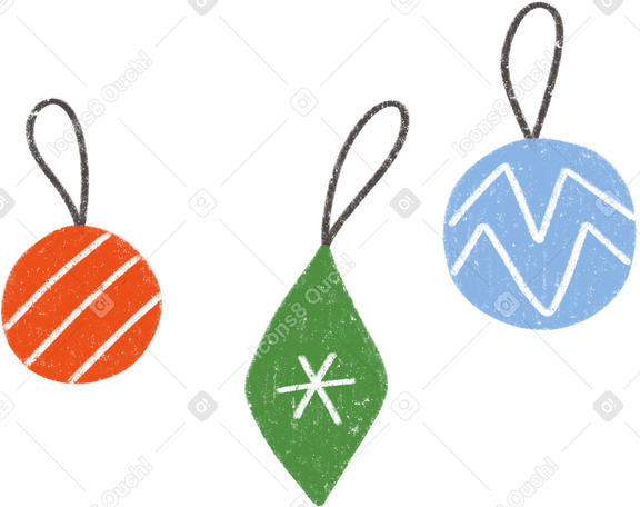 handdrawn christmas baubles PNG, SVG