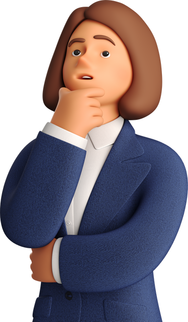 pondering businesswoman in blue suit looking left side PNG, SVG