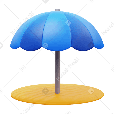 3D beach umbrella Illustration in PNG, SVG