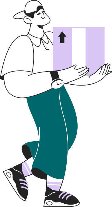 man in a cap with a box in his hands PNG, SVG